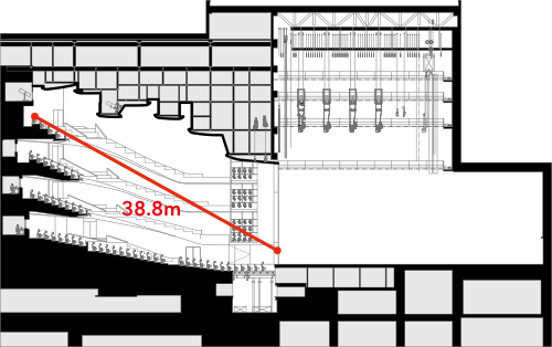 劇場の舞台断面図 客席設置のイメージ