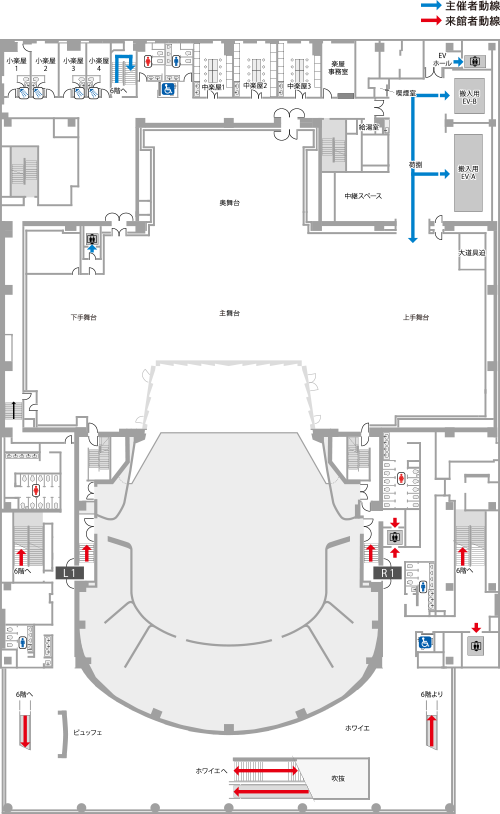 劇場の5階平面図のイメージ