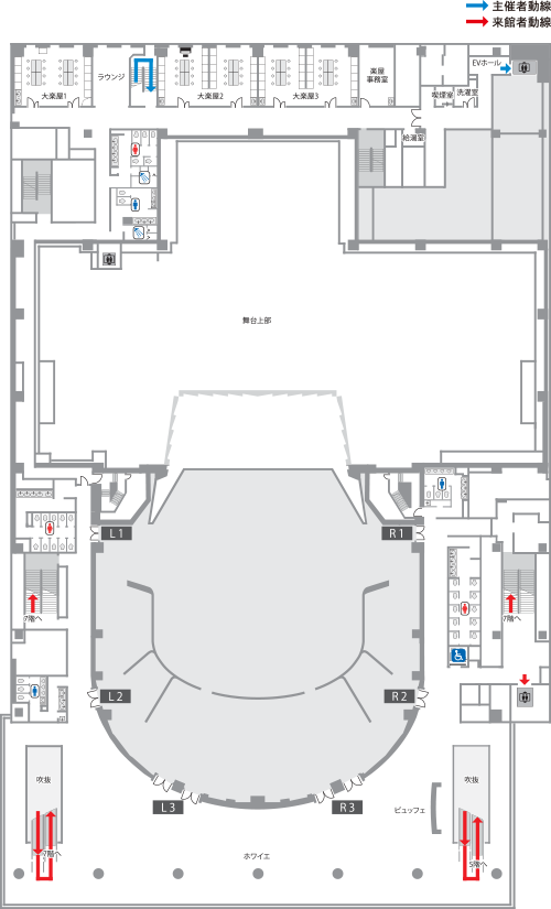 劇場の6階平面図のイメージ