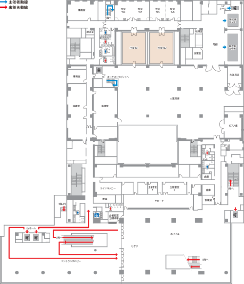 控室401と402の平面図のイメージ
