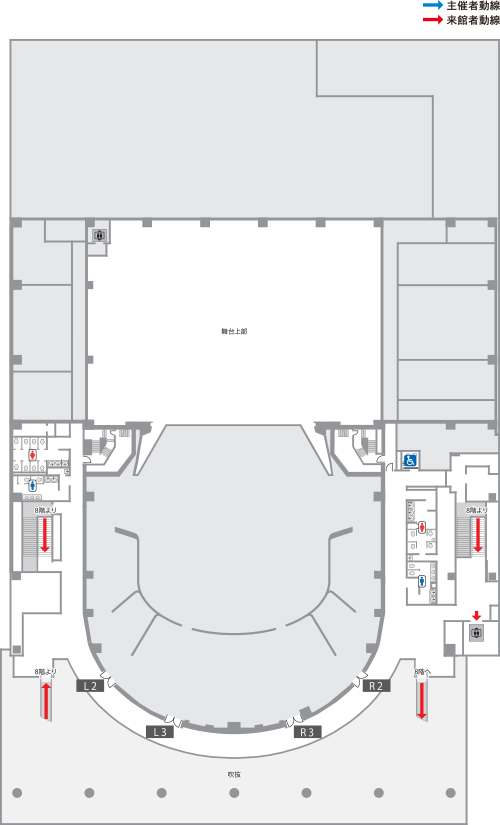 劇場の9階平面図のイメージ